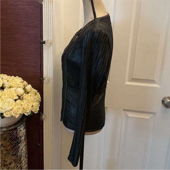 RED Saks fifth avenue Black Metallic genuine leather Jacket, XS - Picture 8 of 13
